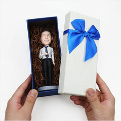 Couple Wedding White Wedding Dress Black Suit Custom Bobblehead Engraved with Text